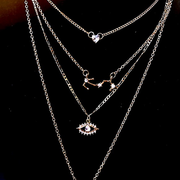 Multi layer evil eye necklace- charm necklace - Picture 2 of 3